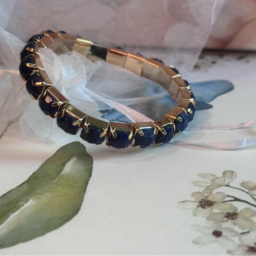 Sophisticated Blue and Gold Tennis Bracelet